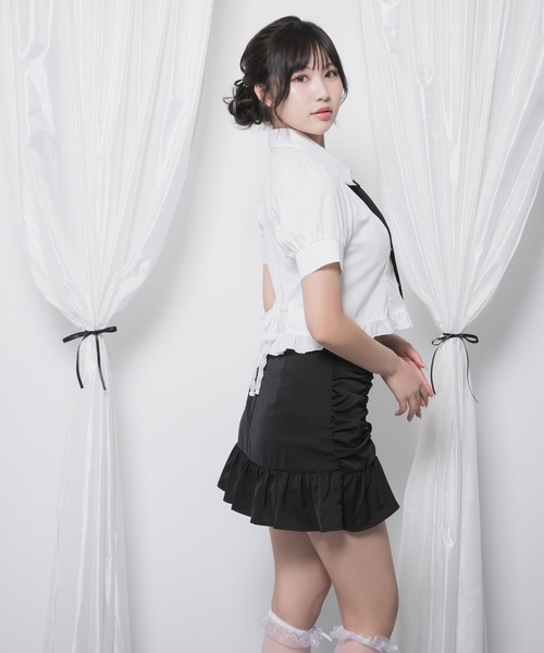 DearMyLoveRose(ディアマイラブローズ)の「マルチリボン付角襟ショートブラウス【大きいサイズ有り】(シャツ/ブラウス・レディース・ベビーピンク/ホワイト/ブラック・MEDIUM/SMALL/3L/LL/LARGE)」の12枚目の写真