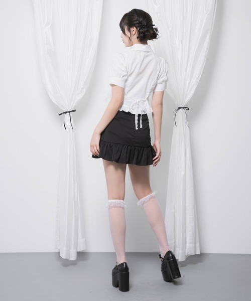 ブラウス シャツ マルチリボン付角襟ショートブラウス「大きいサイズ有り」 レディース マルチリボン付角襟ショートブラウス【大きいサイズ有り