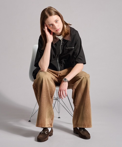 WETTEMPT（ウィテンプト）の「ZIP TWILL HALF SLEEVE BLOUSON / ジップツイルハーフスリーブブルゾン（シャツ/ブラウス・メンズ・ベージュ/ブラック/カーキ・SMALL/MEDIUM/LARGE）」の15枚目の写真