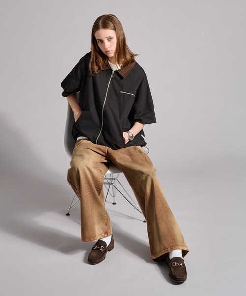 WETTEMPT（ウィテンプト）の「ZIP TWILL HALF SLEEVE BLOUSON / ジップツイルハーフスリーブブルゾン（シャツ/ブラウス・メンズ・ベージュ/ブラック/カーキ・SMALL/MEDIUM/LARGE）」の17枚目の写真