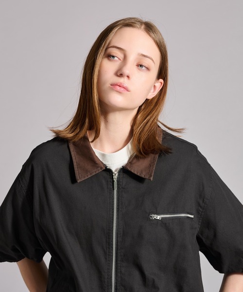 WETTEMPT（ウィテンプト）の「ZIP TWILL HALF SLEEVE BLOUSON / ジップツイルハーフスリーブブルゾン（シャツ/ブラウス・メンズ・ベージュ/ブラック/カーキ・SMALL/MEDIUM/LARGE）」の18枚目の写真