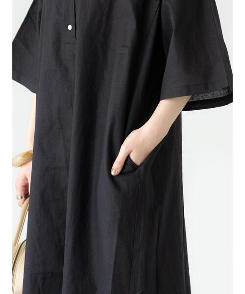 Lugnoncure（ルノンキュール）の「綿麻シャツワンピース（ワンピース・レディース・ブラック/ネイビー/ブラウン・F）」の5枚目の写真