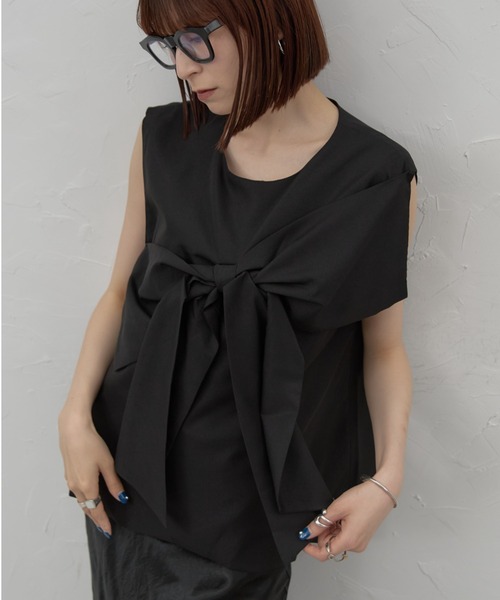 leimn（レイムン）の「ビックリボンノースリーブ（タンクトップ・レディース・ブラック/ホワイト・M）」の2枚目の写真