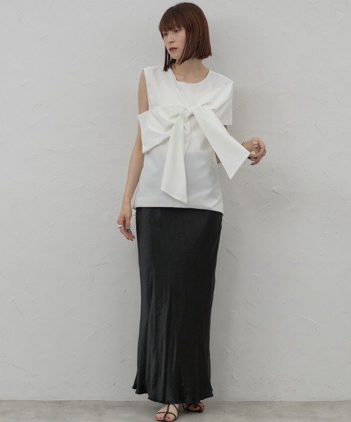 leimn（レイムン）の「ビックリボンノースリーブ（タンクトップ・レディース・ブラック/ホワイト・M）」の7枚目の写真