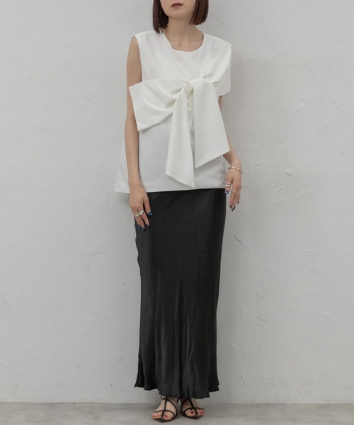 leimn（レイムン）の「ビックリボンノースリーブ（タンクトップ・レディース・ブラック/ホワイト・M）」の9枚目の写真