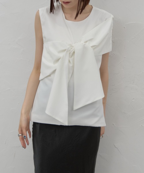 leimn（レイムン）の「ビックリボンノースリーブ（タンクトップ・レディース・ブラック/ホワイト・M）」の5枚目の写真