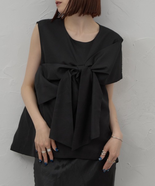 leimn（レイムン）の「ビックリボンノースリーブ（タンクトップ・レディース・ブラック/ホワイト・M）」の13枚目の写真