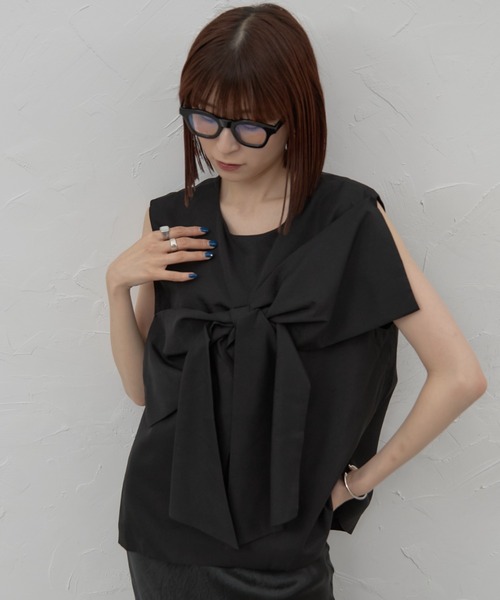 leimn（レイムン）の「ビックリボンノースリーブ（タンクトップ・レディース・ブラック/ホワイト・M）」の14枚目の写真