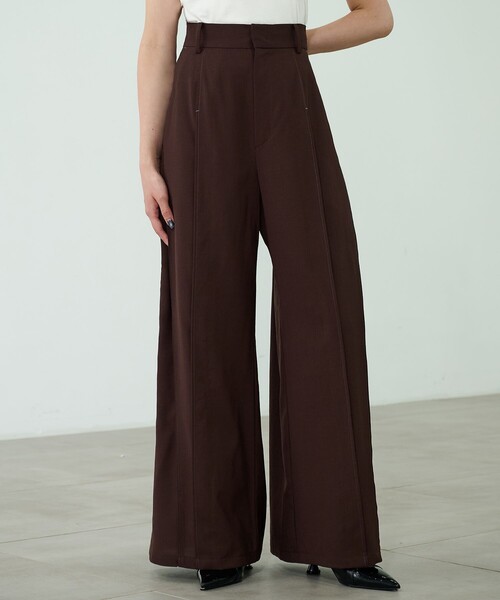 PUBLIC TOKYO ワンタックスラックスパンツ クロスタックイージーパンツ(1 DARK BROWN): : メンズ｜PUBLIC