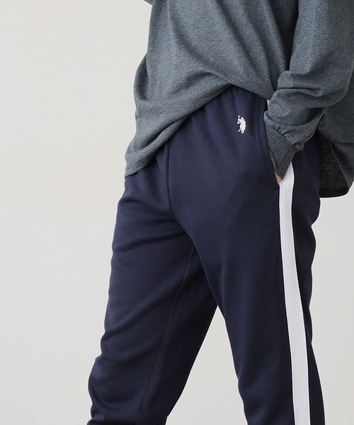 U.S. POLO ASSN.（ユーエスポロアッスン）の「ROOPTOKYO別注 U.S. POLO ASSN./ユーエスポロアッスン ロゴ刺繍サイドライン ジョガーパンツ トラックパンツ（その他パンツ・メンズ・ブラック/杢グレー/ネイビー・XL/M/L/S）」の2枚目の写真