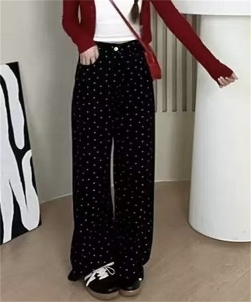 FREE STYLISTS(フリー スタイリスト)の「小花柄ワイドデニムパンツ(デニムパンツ・レディース・ホワイト/ブラック・S/M/2XL/L/XL)」の16枚目の写真