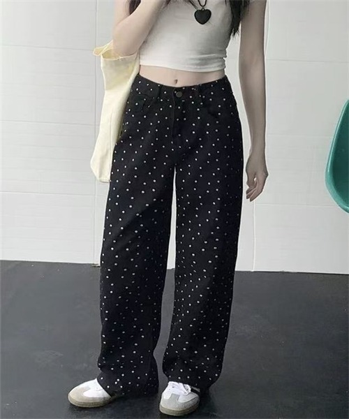 FREE STYLISTS(フリー スタイリスト)の「小花柄ワイドデニムパンツ(デニムパンツ・レディース・ホワイト/ブラック・S/M/2XL/L/XL)」の17枚目の写真