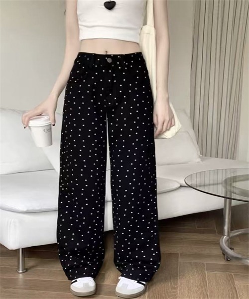 FREE STYLISTS(フリー スタイリスト)の「小花柄ワイドデニムパンツ(デニムパンツ・レディース・ホワイト/ブラック・S/M/2XL/L/XL)」の15枚目の写真