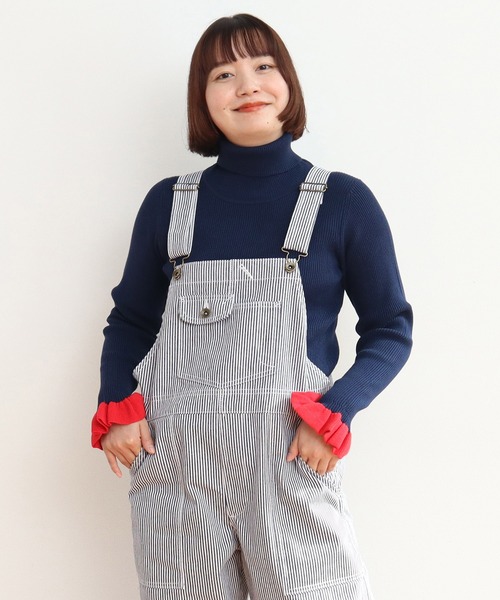 ニット セーター もちもち袖口フリル アイレットリブタートル レディース CHILD WOMAN ニット セーター もちもち袖口フリル アイレット