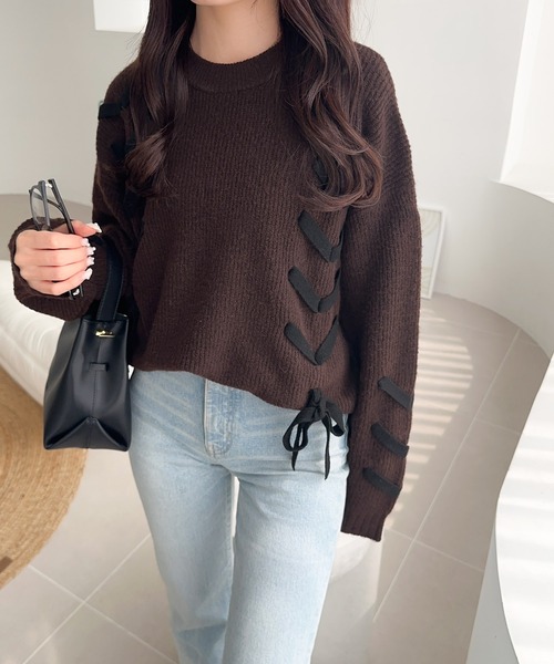 秋冬にも可愛く着れる♡パーリーゲイツ☆リボン&チェック柄ニット【未使用品】0 秋冬にも可愛く着れる♡パーリーゲイツ☆リボン&チェック柄ニット【未