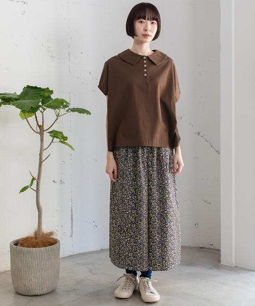 POU DOU DOU(プードゥドゥ)の「並びボタン衿付きトップス(Tシャツ/カットソー・レディース・レッド/オフホワイト/ネイビー/ブラウン・M)」の15枚目の写真