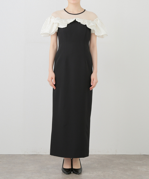 La TOTALITE(ラトータリテ)の「フリルバイカラードレス(ドレス・レディース・ブラック・FREE)」の2枚目の写真