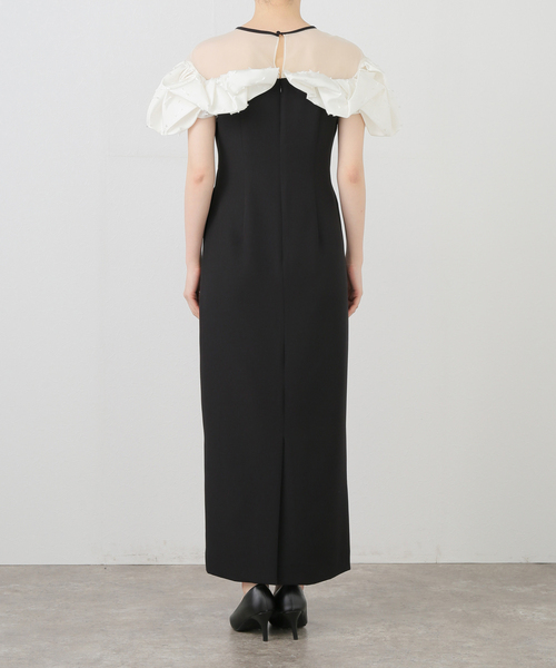 La TOTALITE(ラトータリテ)の「フリルバイカラードレス(ドレス・レディース・ブラック・FREE)」の4枚目の写真