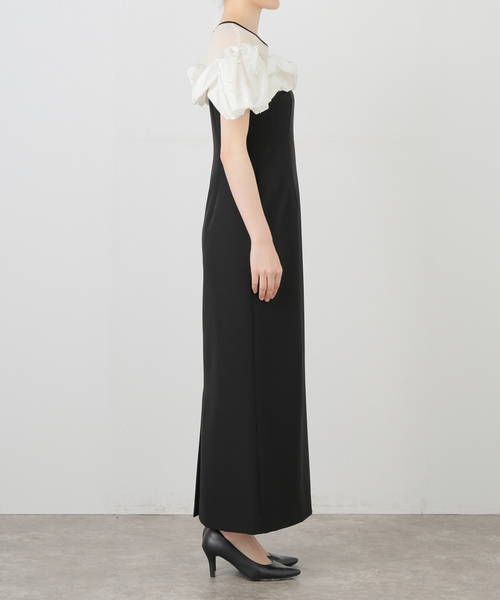 La TOTALITE(ラトータリテ)の「フリルバイカラードレス(ドレス・レディース・ブラック・FREE)」の5枚目の写真