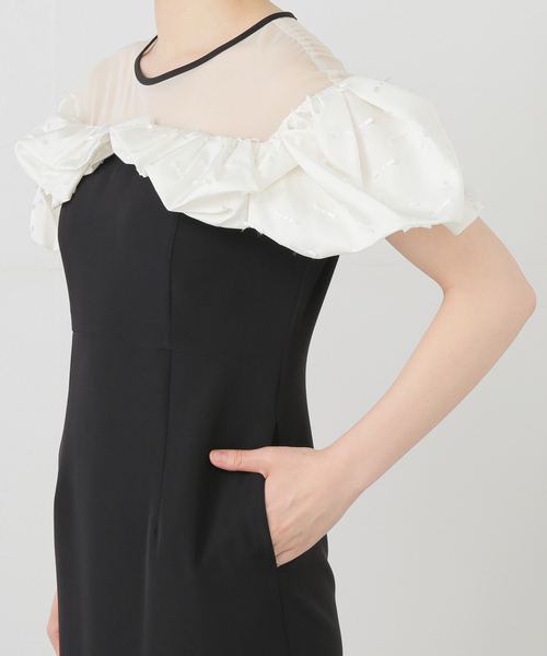 La TOTALITE(ラトータリテ)の「フリルバイカラードレス(ドレス・レディース・ブラック・FREE)」の6枚目の写真