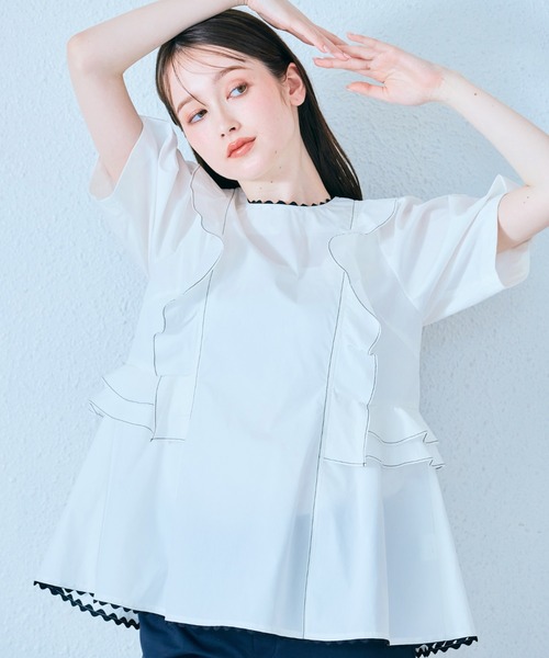 セール】バイカラーステッチブラウス（シャツ/ブラウス）｜Audie