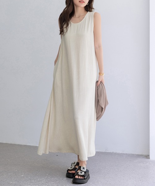 セール】レディース 夏っぽベーシックノースリーブフレアAライン