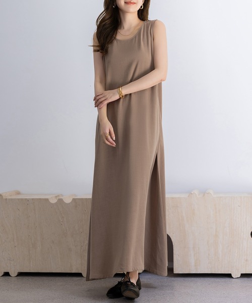 ノースリーブフレアワンピース春夏用 ノースリーブロングフレアワンピース - SOÉJU online store
