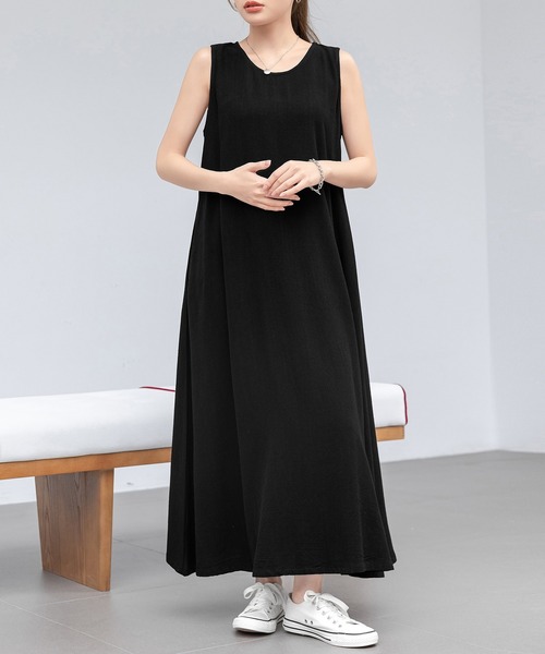 amomentoノースリーブ 黒 フレアワンピース mode-9163_00.jpg?basethum=225