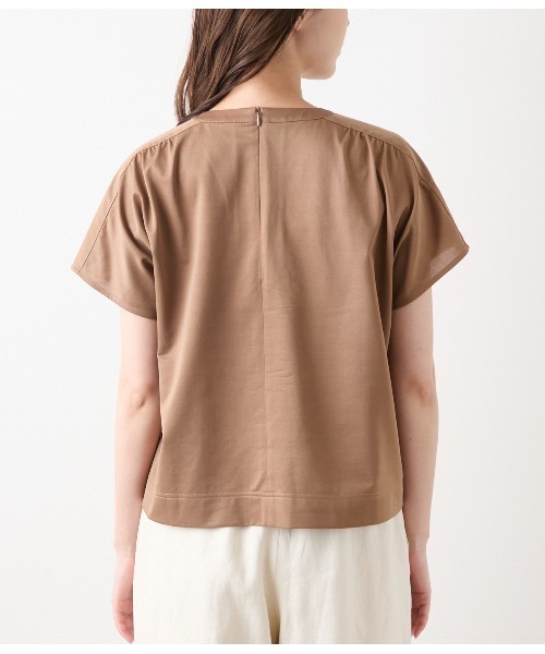 NEWYORKER(ニューヨーカー)の「【接触冷感】ハイツイストツイル Vネック半袖プルオーバー(Tシャツ/カットソー・レディース・ベージュ系その他/ネイビー・M/L)」の6枚目の写真