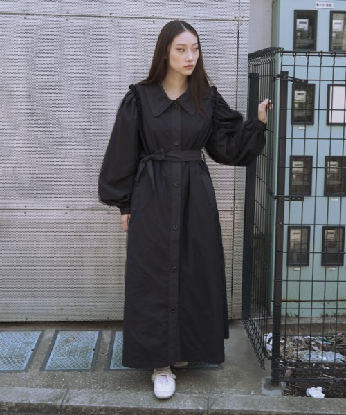 HONEY MI HONEY（ハニーミーハニー）の「tulle layered trench coat（トレンチコート・レディース・アイボリー/ブラック・FREE）」の5枚目の写真