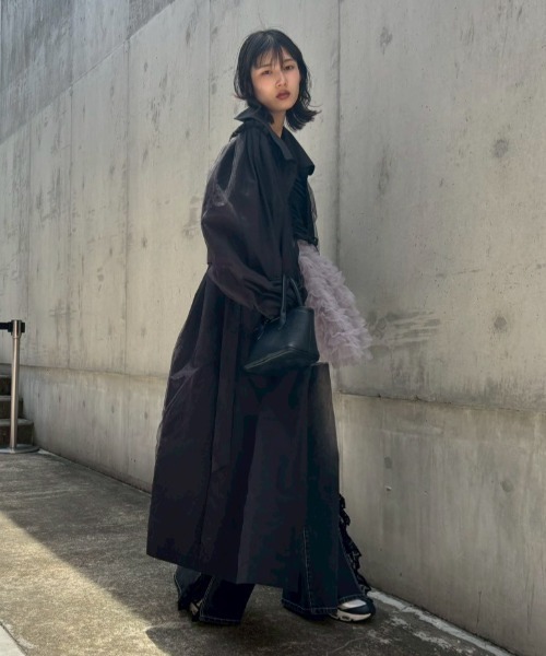 HONEY MI HONEY（ハニーミーハニー）の「tulle layered trench coat（トレンチコート・レディース・アイボリー/ブラック・FREE）」の15枚目の写真