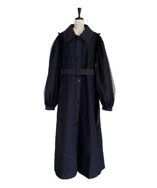 HONEY MI HONEY（ハニーミーハニー）の「tulle layered trench coat（トレンチコート・レディース・アイボリー/ブラック・FREE）」の3枚目の写真