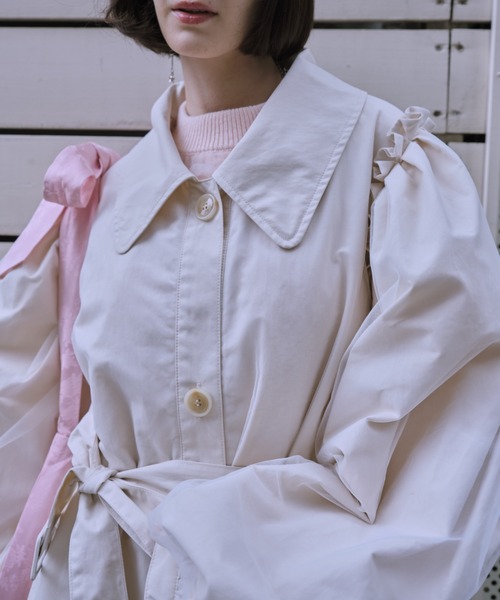 HONEY MI HONEY（ハニーミーハニー）の「tulle layered trench coat（トレンチコート・レディース・アイボリー/ブラック・FREE）」の20枚目の写真