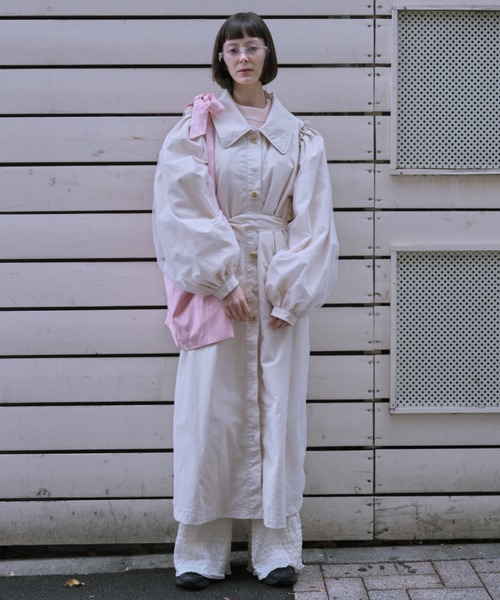 HONEY MI HONEY（ハニーミーハニー）の「tulle layered trench coat（トレンチコート・レディース・アイボリー/ブラック・FREE）」の21枚目の写真