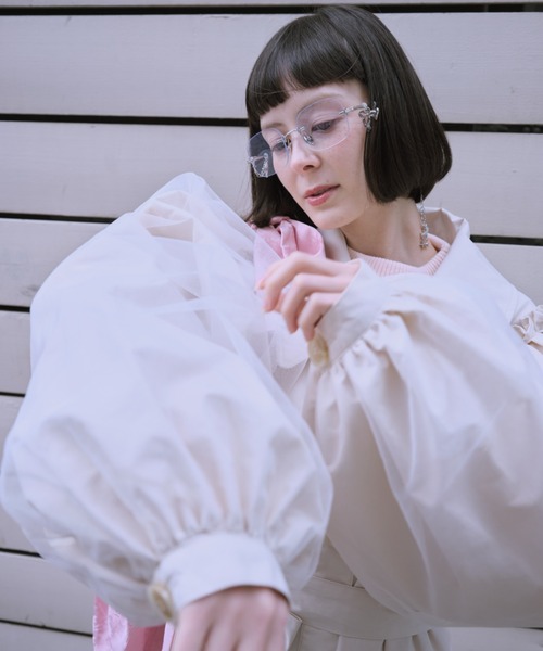 HONEY MI HONEY（ハニーミーハニー）の「tulle layered trench coat（トレンチコート・レディース・アイボリー/ブラック・FREE）」の22枚目の写真