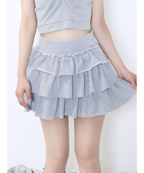 EATME(イートミー)の「スウェットフリルスカート(スカート・レディース・ネイビー/ブラック/グレー・FREE)」の3枚目の写真