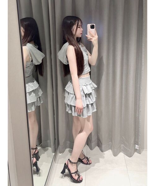 EATME(イートミー)の「スウェットフリルスカート(スカート・レディース・ネイビー/ブラック/グレー・FREE)」の4枚目の写真