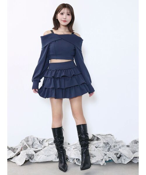 EATME(イートミー)の「スウェットフリルスカート(スカート・レディース・ネイビー/ブラック/グレー・FREE)」の7枚目の写真