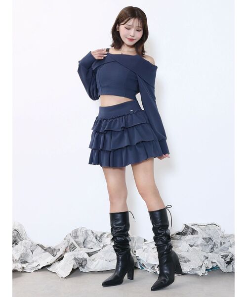 EATME(イートミー)の「スウェットフリルスカート(スカート・レディース・ネイビー/ブラック/グレー・FREE)」の13枚目の写真