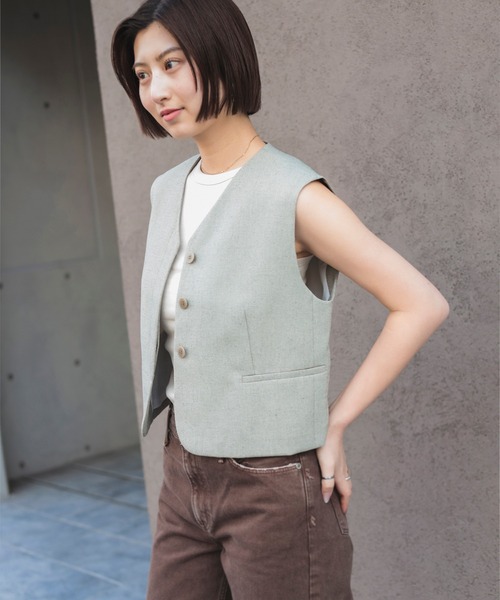セール】ヒヨク Vネック ショートジレ（ベスト）｜Demi-Luxe BEAMS
