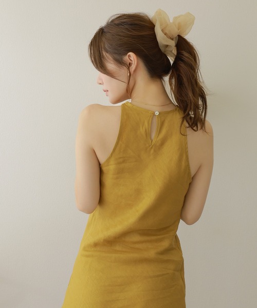 LAULEN(ローレン)の「linen american sleeve long dress /リネンナローアメリカンスリーブロングドレス(ワンピース・レディース・グリーン/イエロー・S/M)」の9枚目の写真