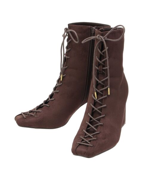 MERCURYDUO（マーキュリーデュオ）の「レースアップフェイクスエードブーツ（ブーツ・レディース・ブラック/ブラウン・36/38）」の5枚目の写真