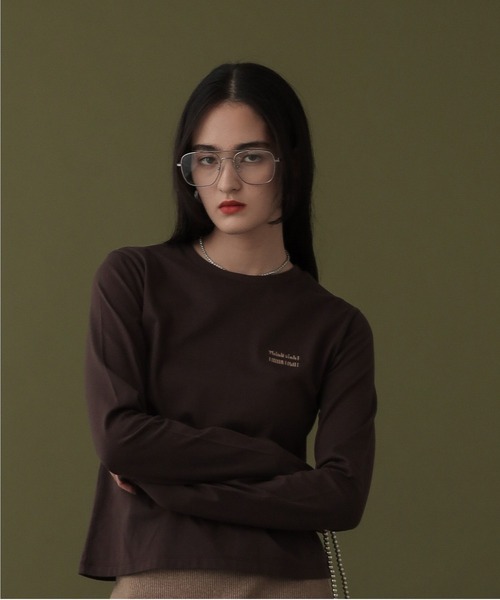 DISPATCHER NO.8(ディスパッチャーナンバーエイト)の「メッセージシシュウコンパクトロンTEE(Tシャツ/カットソー・レディース・オフホワイト/ブラウン/ライトグリーン・ONE SIZE)」の2枚目の写真