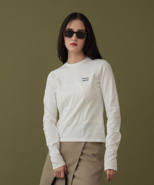DISPATCHER NO.8(ディスパッチャーナンバーエイト)の「メッセージシシュウコンパクトロンTEE(Tシャツ/カットソー・レディース・オフホワイト/ブラウン/ライトグリーン・ONE SIZE)」の1枚目の写真