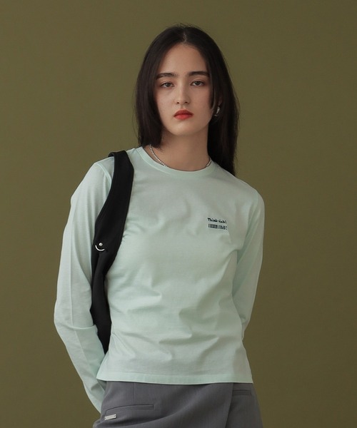 DISPATCHER NO.8(ディスパッチャーナンバーエイト)の「メッセージシシュウコンパクトロンTEE(Tシャツ/カットソー・レディース・オフホワイト/ブラウン/ライトグリーン・ONE SIZE)」の3枚目の写真