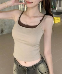 【 MEMECLE / メメクル 】カップ付き フェイクレイヤードキャミソール