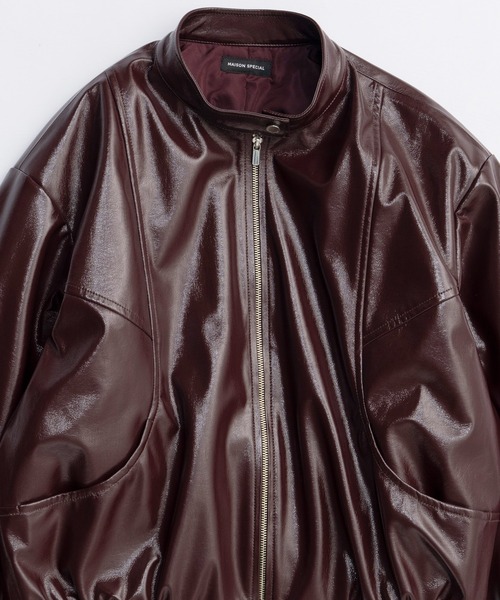 MAISON SPECIAL(メゾンスペシャル)の「Enamel Blouson/エナメルブルゾン(ブルゾン・レディース・ボルドー/ベージュ・FREE)」の11枚目の写真