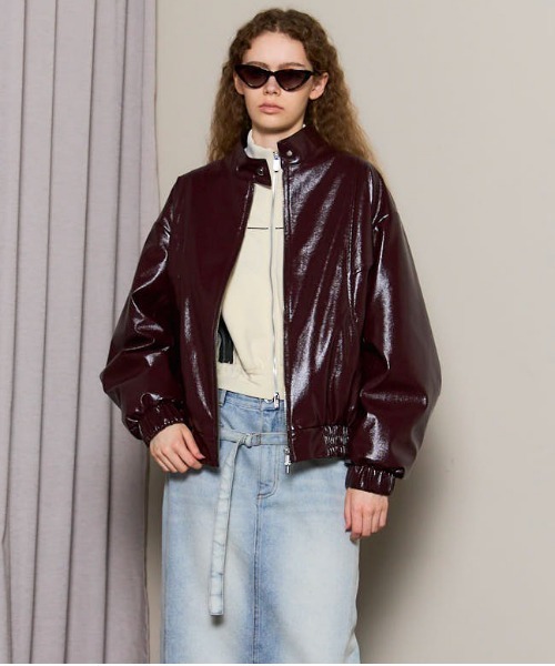 MAISON SPECIAL(メゾンスペシャル)の「Enamel Blouson/エナメルブルゾン(ブルゾン・レディース・ボルドー/ベージュ・FREE)」の7枚目の写真