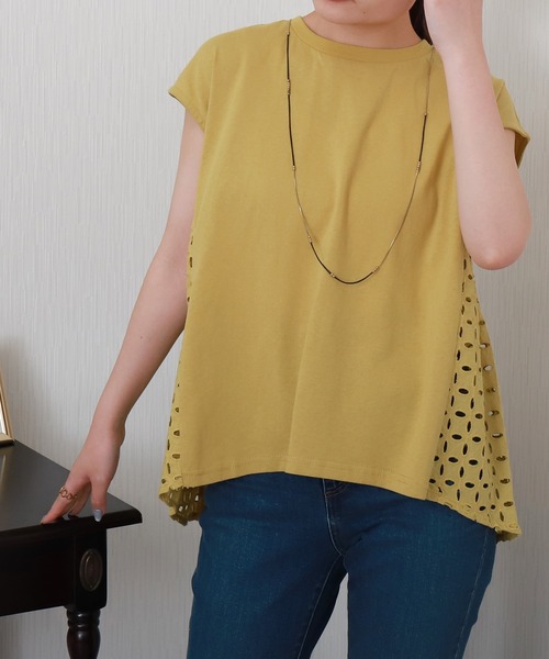 libelle more（リベル モア）の「サイド刺繍レース切替カットソー（Tシャツ/カットソー・レディース・ブルー/ブラック/イエロー/オフホワイト・L/M）」の12枚目の写真