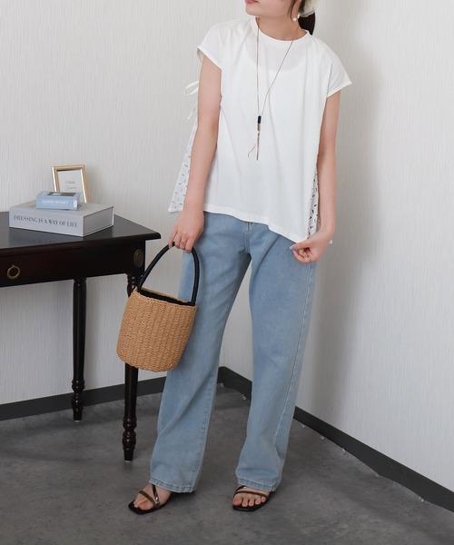 libelle more（リベル モア）の「サイド刺繍レース切替カットソー（Tシャツ/カットソー・レディース・ブルー/ブラック/イエロー/オフホワイト・L/M）」の13枚目の写真